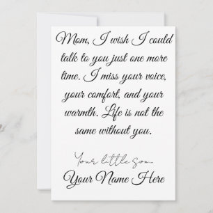 Mom, I wish I could talk to you just one more time Invitation