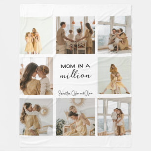 "Mom in a Million" Personalized Photo Collage Fleece Blanket