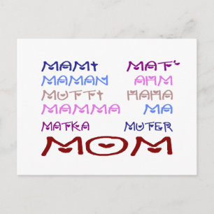 Mom in Different Languages (Mother's Day) Postcard