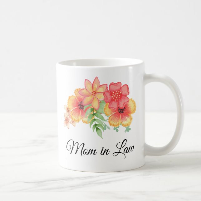 Mom in Law Floral Bouquet Personalized  Mug (Right)