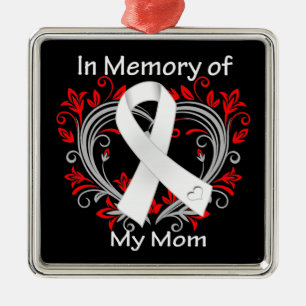 Mom - In Memory Lung Cancer Heart Metal Ornament
