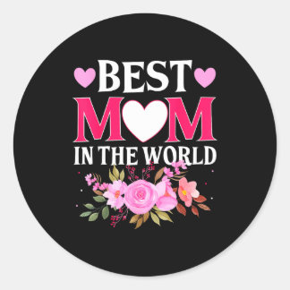 Mom in the world mommy floral mother's day cute mo classic round sticker