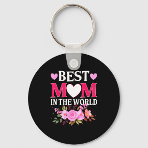 Mom in the world mommy floral mother's day cute mo keychain