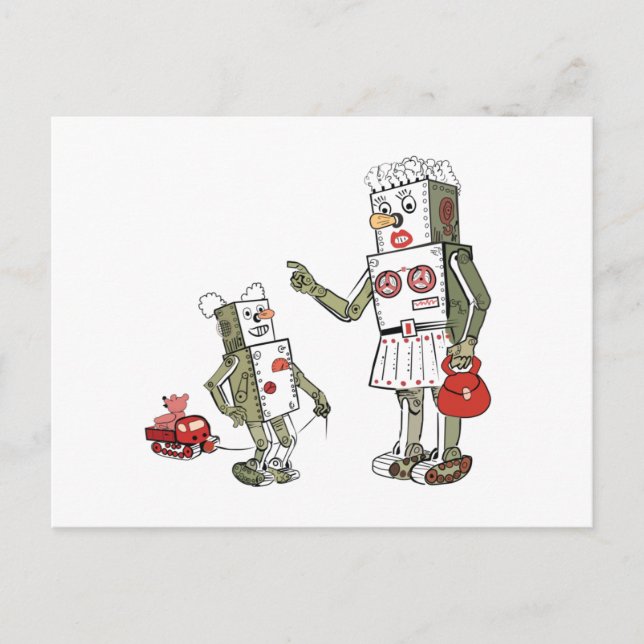Mom is a robot postcard (Front)