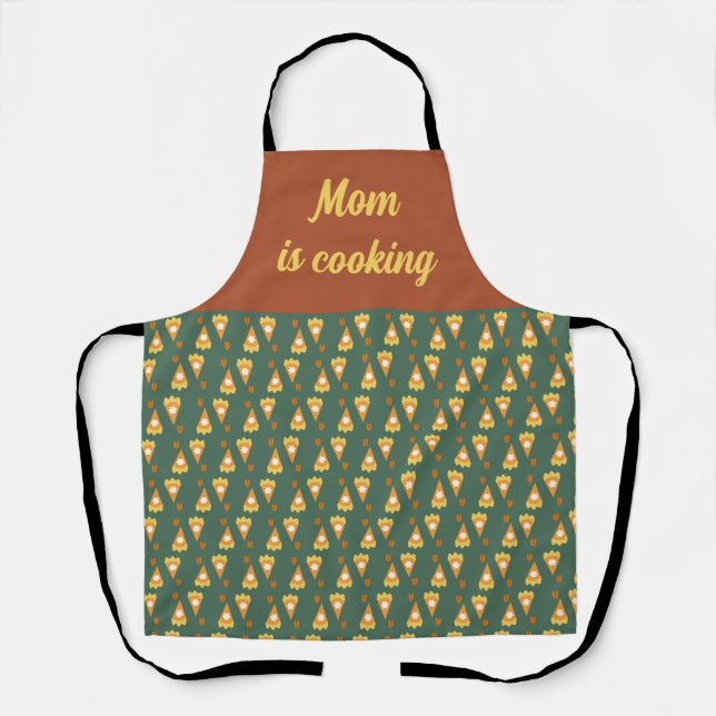 mom is cooking wording fall apron (Front)