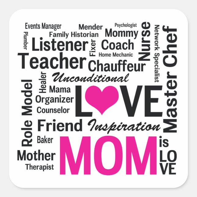Mom is Love - Mother's Day Appreciation Square Sticker (Front)