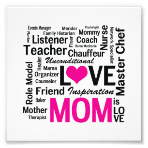 Mom is Love - Mother's Day or Mom's Birthday Photo Print