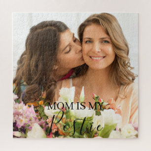 Mom Is My Bestie Personalized Names Photo Jigsaw Puzzle