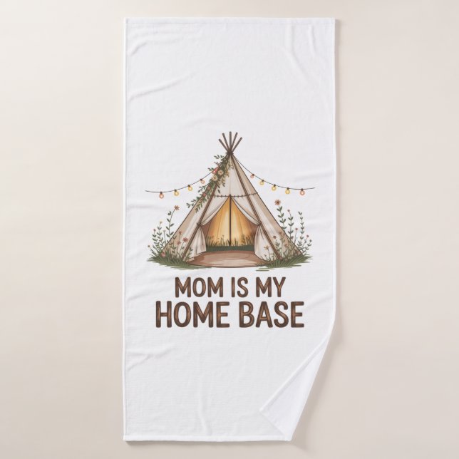 Mom Is My Home Base Bath Towel (Bath Towel)