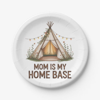 Mom Is My Home Base Paper Plate