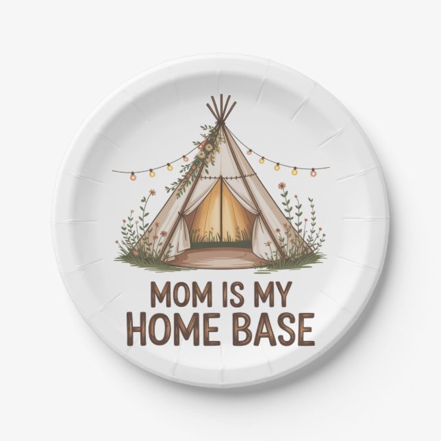 Mom Is My Home Base Paper Plate (Front)