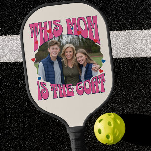 Mom is the Goat Retro Greatest Of All Time Photo Pickleball Paddle