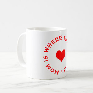 mom is where the heart is button coffee mug