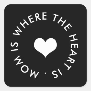 mom is where the heart is button square sticker