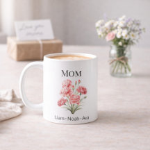 Mom January Birth Flower with Kids Names