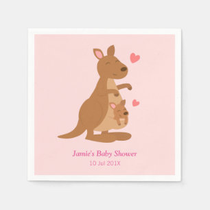 Mom Kangaroo and Baby Joey Baby Shower Napkins