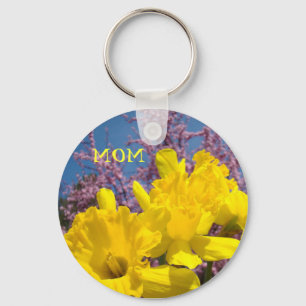 MOM keychain gifts Yellow Daffodil Flowers Floral