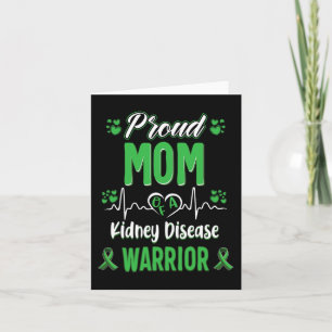 Mom Kidney Disease Warrior Awareness Ribbon Green Card