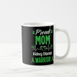 Mom Kidney Disease Warrior Awareness Ribbon Green Coffee Mug