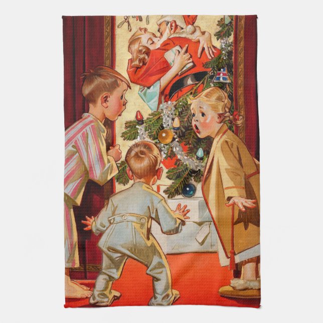 Mom Kisses Santa Claus Kitchen Towel (Vertical)