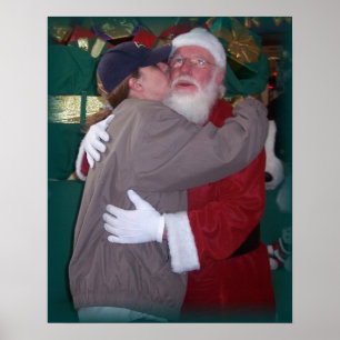 mom kissing santa poster