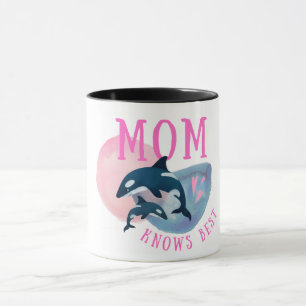 Mom Knows Best Orca Watercolor Design Mothers Day Mug