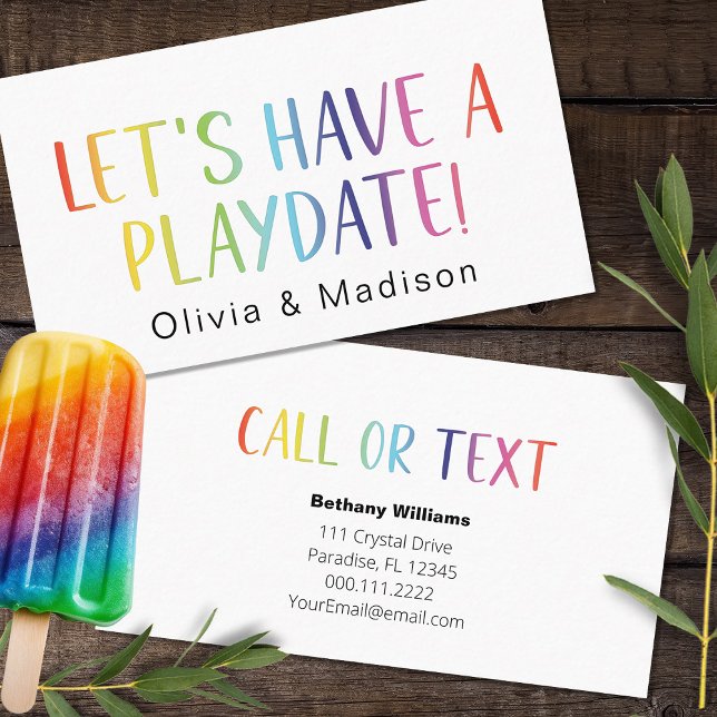 Mom Let's Have a Playdate Colourful Calling Cards (Creator Uploaded)