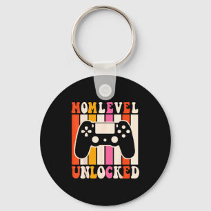 Mom level unlocked retro gaming keychain