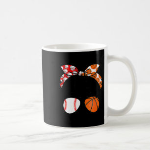 Mom life baseball basketball mom messy bun funny coffee mug