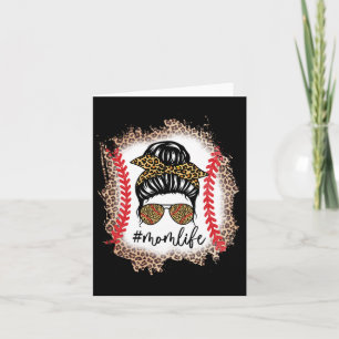 Mom Life Baseball Mom Messy Bun Leopard Baseball M Card