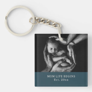 'Mom Life Begins' Birthday Gift Mother's Day Baby Keychain