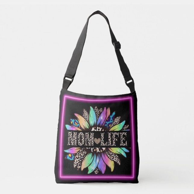 Mom Life Black and Pink Multi-Coloured Tote Bag  (Front)