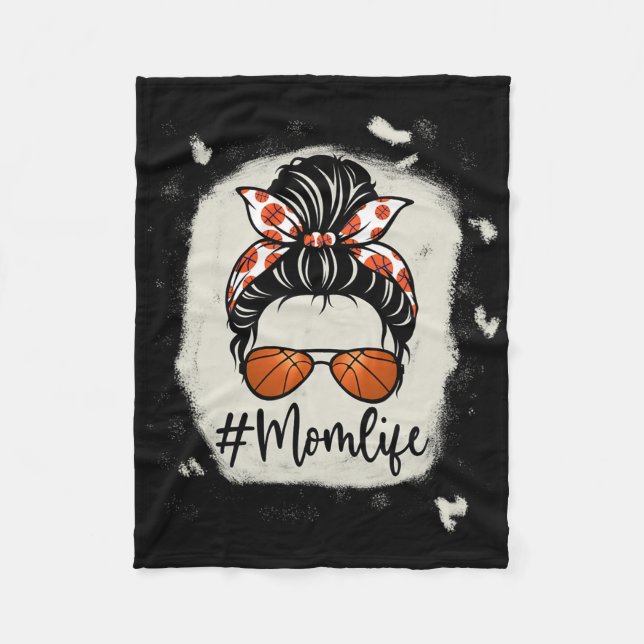 Mom Life Bysketbyll Bleached Bysketbyll Mother  Fleece Blanket (Front)