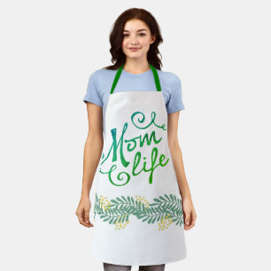 Mom Life Chef Apron - Green Yellow Floral!