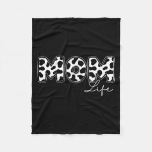 Mom life cow print family matching mother's day fleece blanket