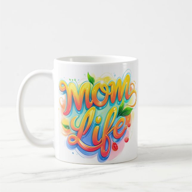 Mom Life Custom Name Mug – Lemonade Inspired Desig (Left)