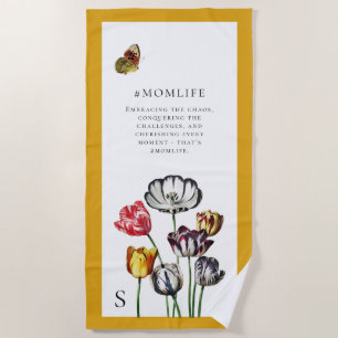 Mom Life Floral Butterfly Beach Towel