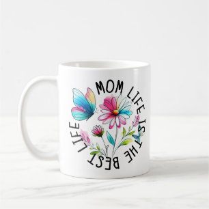 Mom Life Floral Butterfly Coffee Mug
