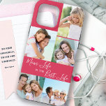Mom Life is the Best Life 5 Photo Bright Pink iPhone 13 Pro Max Case<br><div class="desc">Custom 5 photo iphone case lettered with Mom Life is the Best Life (editable for Mum, Mama, Momma, Mommy etc). The design features a personalized, wrap around, photo collage with 5 of your favourite pictures, which are displayed as 1 vertical portrait and 4 square instagram. The design has a bright...</div>