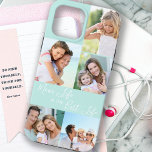 Mom Life is the Best Life 5 Photo Collage Mint iPhone 13 Pro Max Case<br><div class="desc">Custom 5 photo iphone case lettered with Mom Life is the Best Life (editable for Mum, Mama, Momma, Mommy etc). The design features a personalized, wrap around, photo collage with 5 of your favourite pictures, which are displayed as 1 vertical portrait and 4 square instagram. The design has a mint...</div>