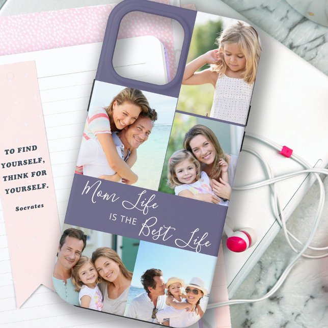 Mom Life is the Best Life 5 Photo Collage Purple Case-Mate iPhone Case (Creator Uploaded)