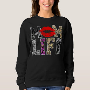 Mom Life Leopard Lips  Mother's Day 2 Sweatshirt
