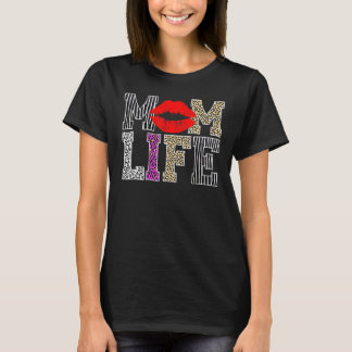 Mom Life Leopard Lips Mother's Day T-Shirt