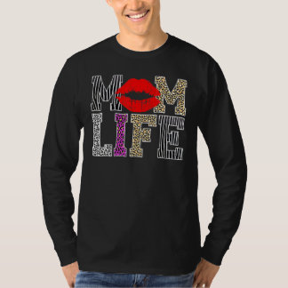 Mom Life Leopard Lips Mother's Day T-Shirt