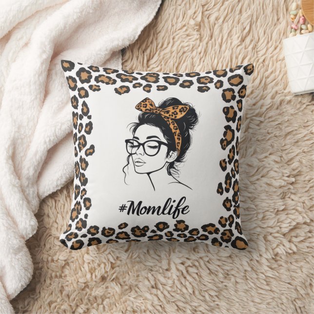 Mom Life Leopard Print Pillow Cover (Blanket)