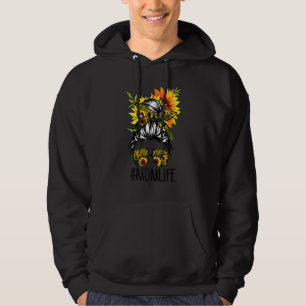 Mom Life Messy Hair Bun Sunflower Women Mother's D Hoodie