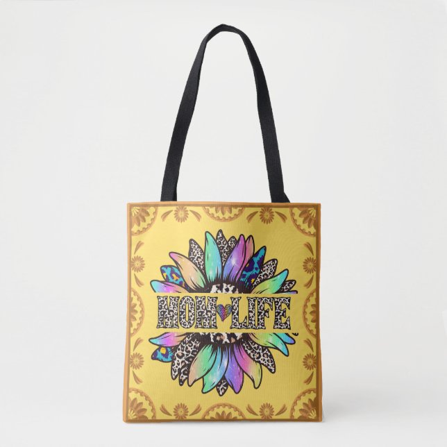 Mom Life Multi-Colour Tote Bag (Front)