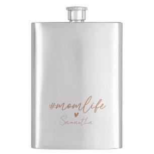 Mom Life - Rustic Charm Design Hip Flask
