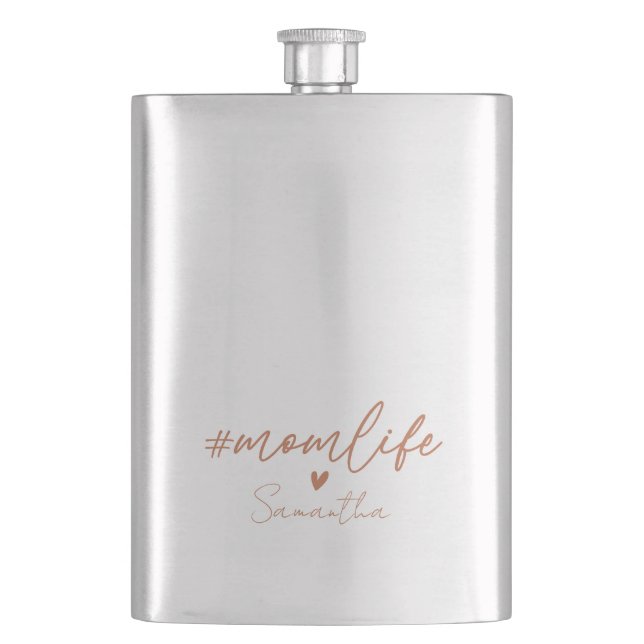 Mom Life - Rustic Charm Design Hip Flask (Front)