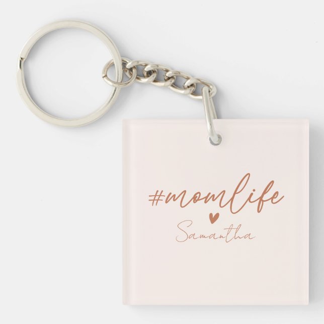 Mom Life - Rustic Charm Design Keychain (Front)
